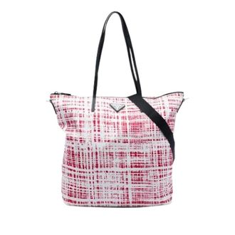 Prada Pre-owned Printed Nylon Satchel - Dames - Vintage Shopper - Wit - ONE Size - Nylon - Vintage