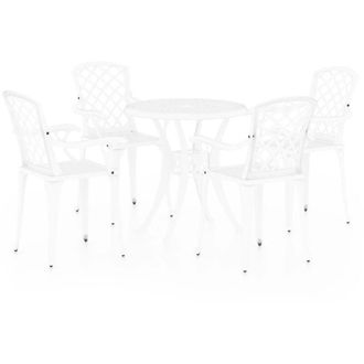 vidaXL Mesa Y Sillas De Bistr&oacute; 5 Piezas Aluminio Fundido Blanco Vidaxl