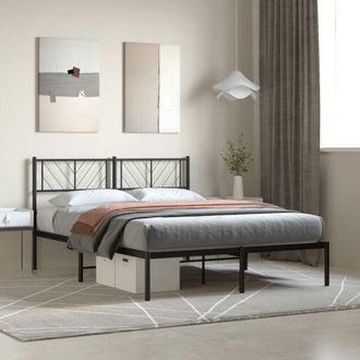 Berkfield Home Metal Bed Frame with Headboard Black 140x200 cm