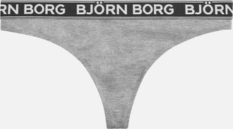 Björn Borg Womens Iconic Cotton Thong, Grey - Size: 14