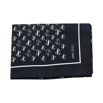 Jimmy Choo London Logo Zijden Sjaal - Dames - Accessoires - Zwart - Maat: ONE Size Zijde