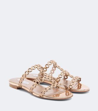 Aquazzura Infinity Chain mirrored leather sandals