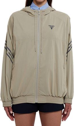 Prada Womens Beige Cotton Shell Jacket Clothing