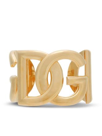 Dolce & Gabbana logo-lettering cuff bracelet - women - Brass - One Size - Gold