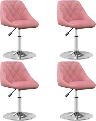 vidaXL Vidaxl - Sillas De Comedor Giratorias 4 Unidades De Terciopelo Rosa
