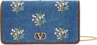 Valentino Garavani Mini VLOGO Signature Denim Crossbody Bag in Blue Multi at Nordstrom