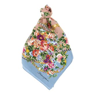 Dolce & Gabbana Mazzolini di Fiori Print Silk Twill Scarf - female - Dolce & Gabbana - Silk Scarves - Multicolor - ONE SIZE - Accessories