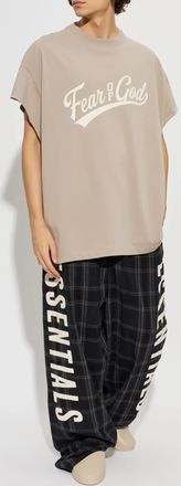 Fear of God Cotton T-shirt With Print, Mens, Beige