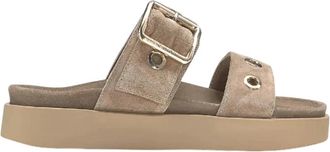 INUIKII Tilda Buckle Pantoletten - Dames - Sandalen - Beige - 41 EU - Leer - Schoenen