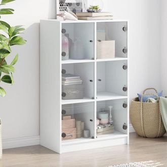vidaXL Vidaxl - Aparador Alto Con Puertas Madera Ingenier&iacute;a Blanco 68x37x109 Cm