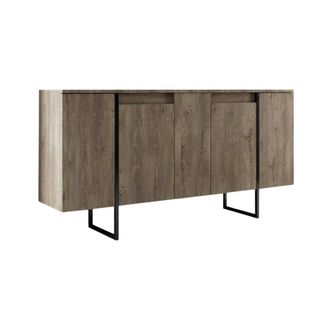 Dmora Aparador efecto madera de nogal, negro 160x35h80 cm
