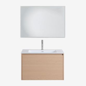 Sklum Conjunto De Mueble De Ba&ntilde;o Suspendido 80x50 Cm En Madera Con Lavabo Integrado Jacob Sklum