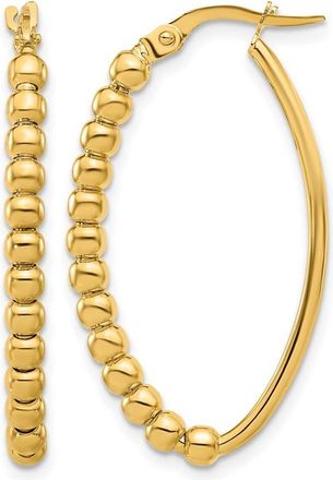 Diamond2Deal 14K Yellow Gold Beaded Oval Shape Hoop Earrings