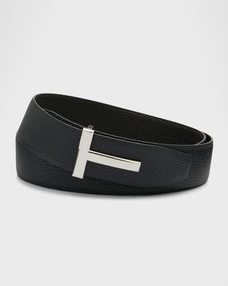 Tom Ford Men & apos;s Signature T Reversible Leather Belt