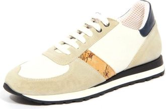 Alviero Martini 1A Classe Vintage Effect Schoenen in Wit/Beige/Blauw - Heren - Sneakers - Wit - 40 EU - Schoenen