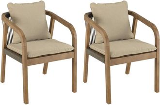 Macabane Lote de 2 sillones/cojines de cuerda sint&eacute;tica acacia/abeto verde