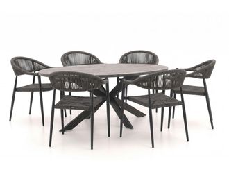 Manifesto Furniture Manifesto Belpasso/Fidenza ovaal 180cm dining tuinset 7-delig stapelbaar