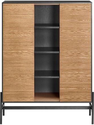 SoBuy SoBuy HFSB04-SCH Buffet Commode Storage Cabinet, Side Cabinet, Storage Unit for Kitchen Dining Room Living Room, 2 Doors, 4 Compartments, Black