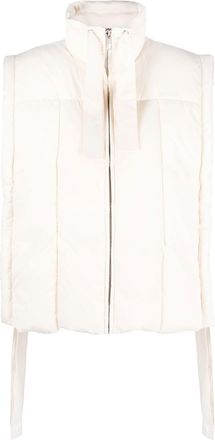 Ganni logo-embroidered padded gilet - women - Recycled Polyester/Recycled Polyester - XXS/XS - Neutrals