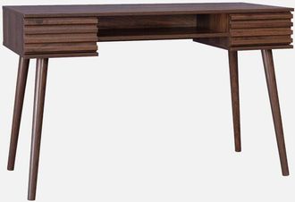 Sweeek Sweeek - Escritorio efecto madera 2 cajones, Madere, Madera de nogal, 120x55x76.5 cm