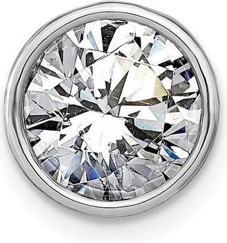 Diamond2Deal 14k White Gold Round Bezel Moissanite Chain Slide Pendant