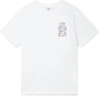 Casablanca Wit Biologisch Katoen Kortemouw T-shirt - Dames - T-shirts - Wit - M - Katoen - Tops