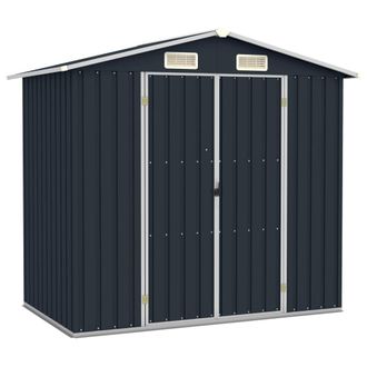 Berkfield Home Garden Shed Anthracite 205x129x183 cm Galvanised Steel in Black | Size: 205 x 129 x 183 cm