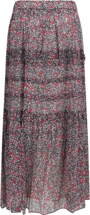 Isabel Marant Womens Volomia Long Ruffled Skirt Crushed Berry Cotton