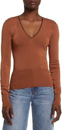 Rag & Bone Danielle V-Neck Sweater in Dark Caramel at Nordstrom Rack, Size X-Large