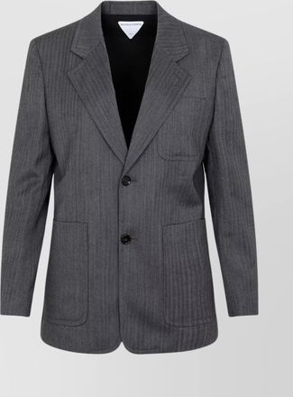 Bottega Veneta chevron wool jacket notched neckline