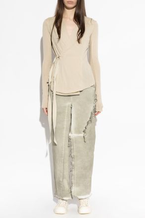 Rick Owens Denim Skirt With Slit, Womens, Green