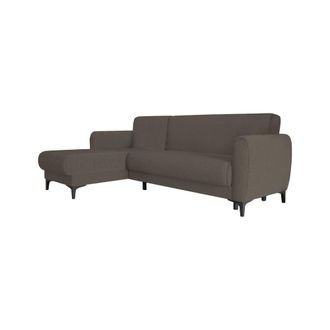 Dmora Sof&aacute; Cama Dabazo, Sof&aacute; Cama Rinc&oacute;n Con Pen&iacute;nsula Reversible, Sof&aacute; Contenedor Moderno Con Chaise Longue Y 3 Cojines, 230x153h85 Cm, Marr&oacute;n - Dmora