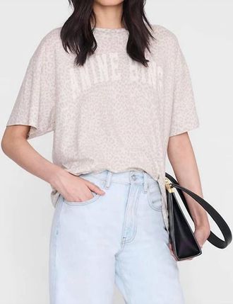 Anine Bing Cade Tee In Washed White Leopard