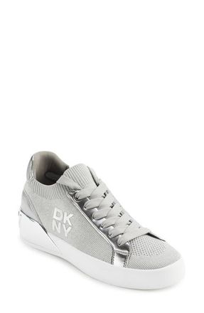 DKNY Mallory Knit Sneaker in Grey/Silver at Nordstrom, Size 7.5