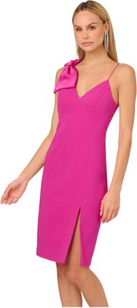 Adrianna Papell Womens Stretch Crepe Midi Dress - Pink - Size 16 UK
