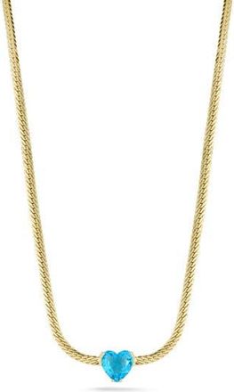 Sphera Milano Cubic Zirconia Heart Snake Chain Necklace in Gold/blue at Nordstrom Rack