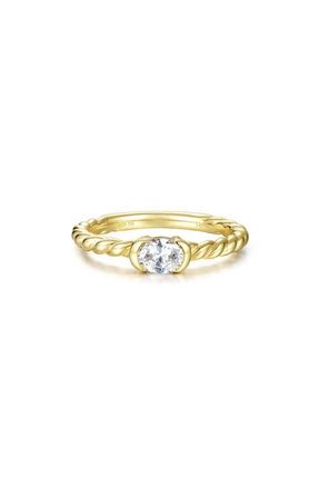 Lafonn Oval Simulated Diamond Woven Solitaire Ring in Gold at Nordstrom, Size 6
