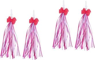 OEM Juego De 4 Serpentinas Para Bicicleta (2 Pares) Con Lazos De Lunares - Mezcla De Rosa Y Lila, Ideales Para Bicicletas De Ni&ntilde;as