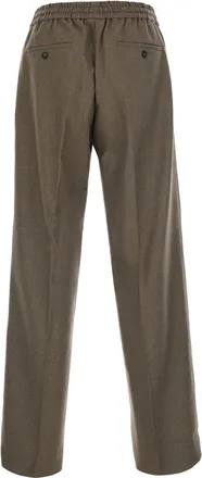 Dr&ocirc;le de Monsieur Mens Elastic Flannel Trousers Brown Cotton