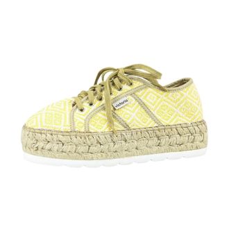 Victoria Sneakers, female, Yellow, Size: 10 US Yellow Ethnic Platform Shoe for Women