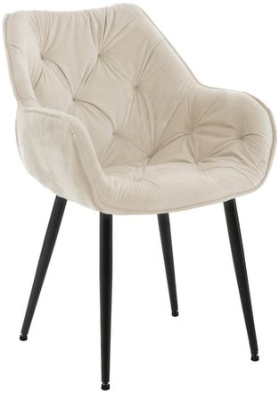 Clp Silla con patas de metal y asiento en Terciopelo Crema