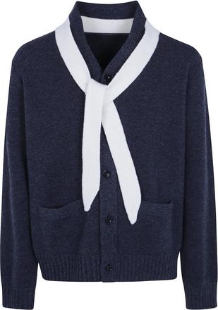 sacai Wol Gebreide Cardigan - Heren - Vesten - Grijs - M - Wol - Truien & Vesten
