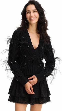 Allison New York Briar Crystal Feather Sweater In Black