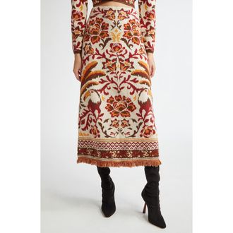 Farm Rio Toucan Scarf Jacquard Knit Skirt in Toucans Scarf Cream at Nordstrom, Size Medium