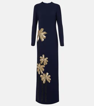 Costarellos Nevina crystal-embellished cr&ecirc;pe gown