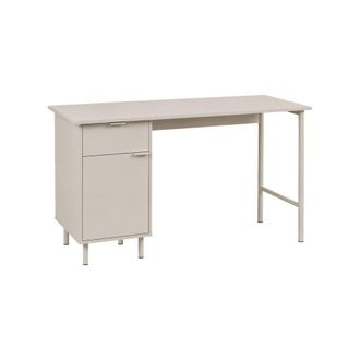 Sweeek Escritorio de madera y metal con 1 caj&oacute;n y 1 puerta, beige