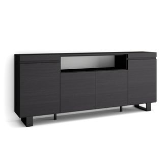 Skraut Home Aparador efecto madera negro 200x35x87cm con patas