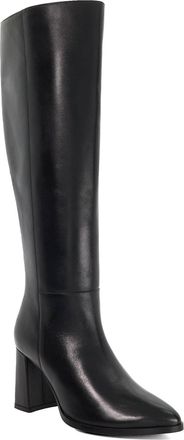 Dune London Womens Ladies Salla - Block Heel Leather Knee High Boots - Black - Size UK 4