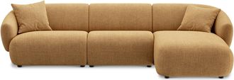 Castlery Auburn Chaise Sectional Sofa Right Facing Customized, (Washed Chenille) Caramel, Machine Washable, Modular for Sofas, Brown, Castlery