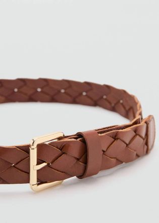 Mango Cintura pelle intrecciata marrone - Donna - S - MANGO